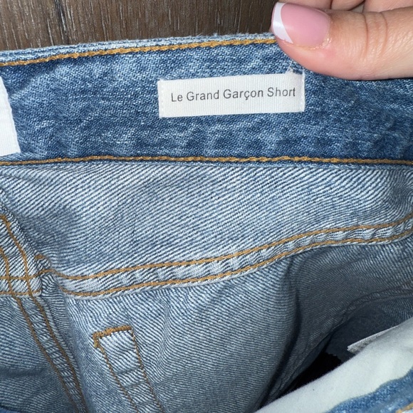FRAME Blue Denim Le Grand Garcon Shorts - Picture 5 of 8